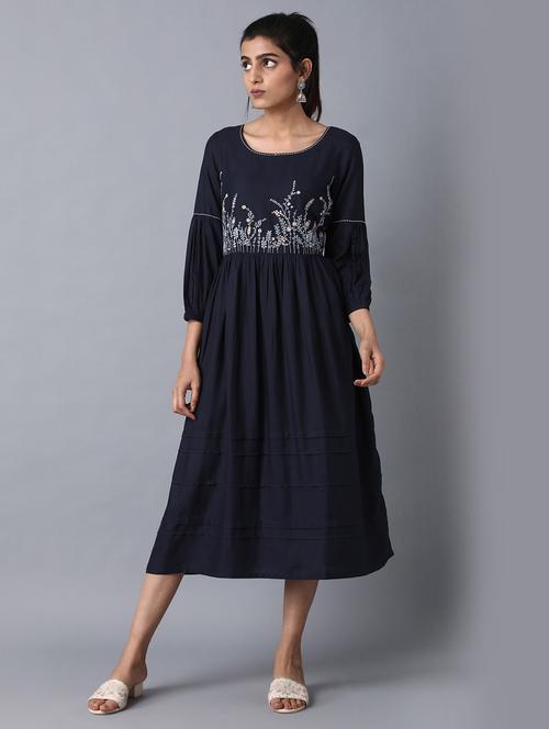 embroidered a-line dress - 17649444 - Very Small Image - 1