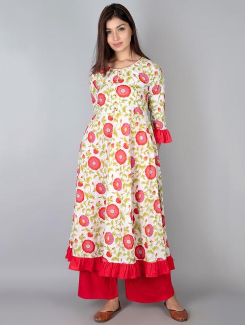 floral print flared kurta - 17649543 - Very Small Image - 1