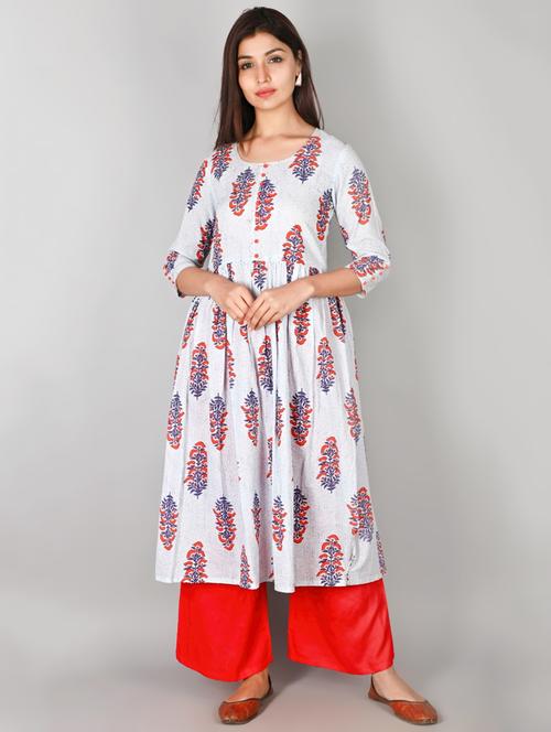 floral print flared kurta - 17649550 - Very Small Image - 1