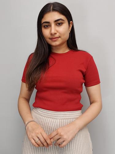 red cotton women t-shirt - 17650027 - Very Small Image - 1