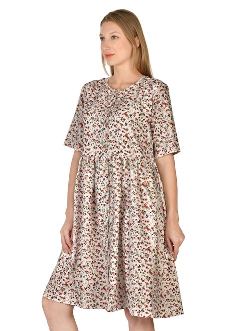 button-up floral flared dress - 17650044 - Very Small Image - 1