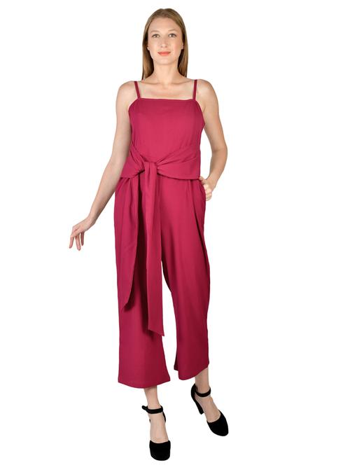 tie front full leg jumpsuit - 17650056 - Very Small Image - 1