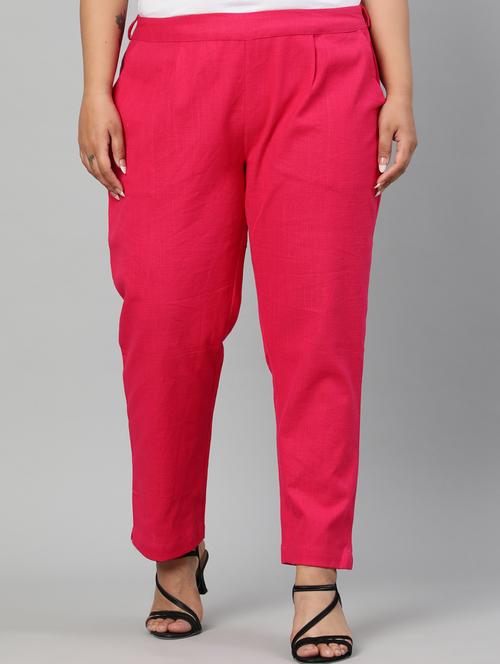 pink cotton pleated trousers - 17650180 - Very Small Image - 1
