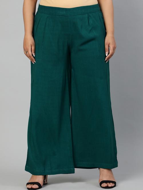 green rayon straight palazzo - 17650197 - Very Small Image - 1