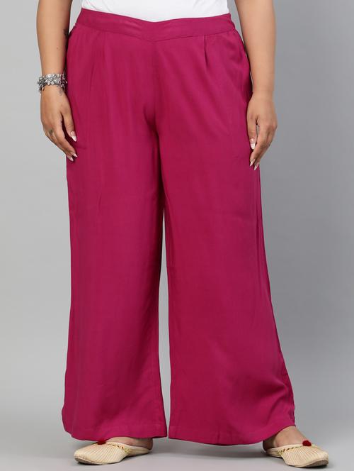 pink rayon straight palazzo - 17650198 - Very Small Image - 1