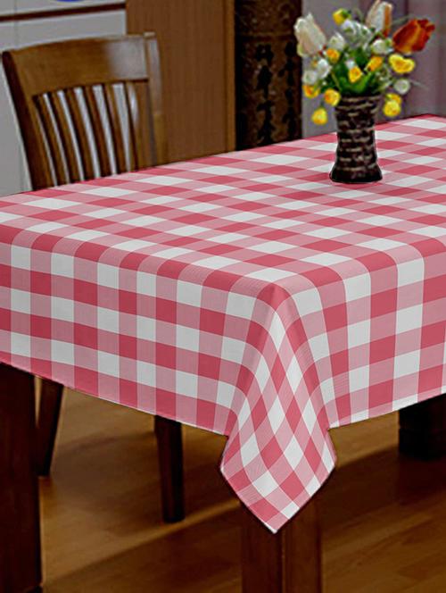lushomes buffalo checks baby pink plaid dining table cover cloth (size 40 x 40”, side table cloth) - 17651478 - Very Small Image - 1