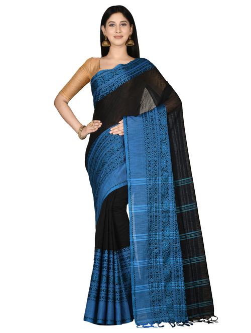 solid bordered gadwal saree with blouse - 17651636 - Very Small Image - 1