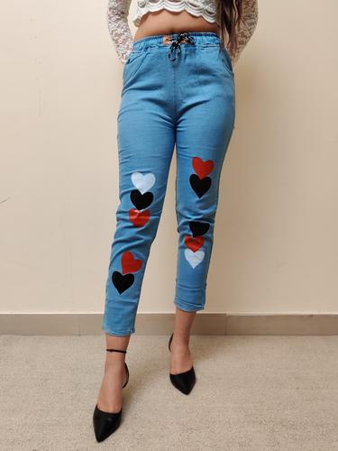 heart print women casual jeans - 17651721 - Very Small Image - 1