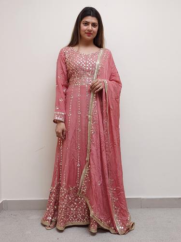 pink embroidered party wear suit set - 17652199 - Very Small Image - 1