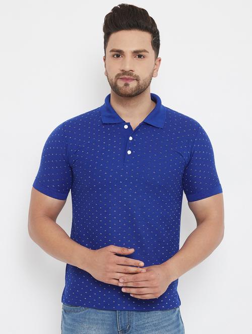 navy-blue printed polo t-shirt - 17652304 - Very Small Image - 1