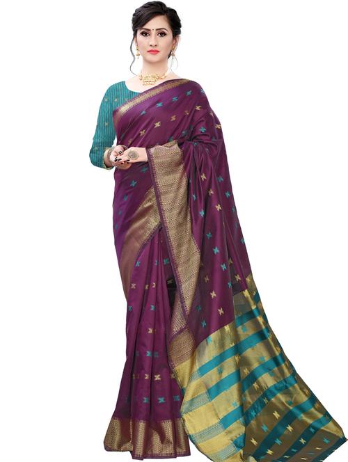 jacquard woven saree with blouse - 17652964 - Very Small Image - 1