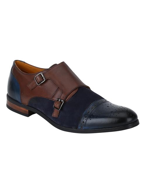 brown leather slip on monk straps - 17653601 - Very Small Image - 1