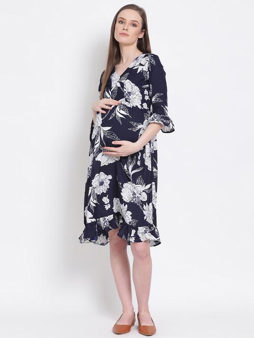 v-neck floral maternity wear dress - 17653906 - Very Small Image - 1