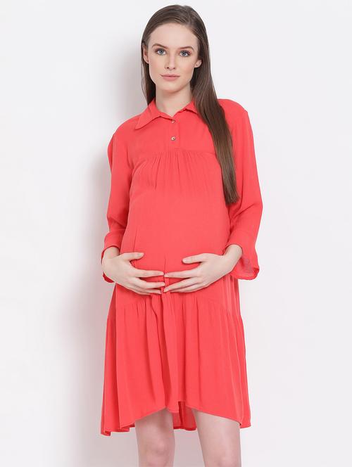 gather detail maternity wear dress - 17653910 - Very Small Image - 1