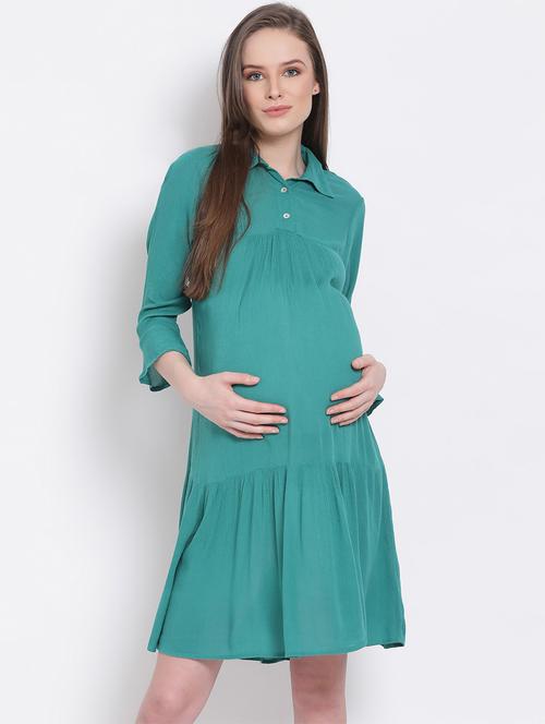 gather detail maternity wear dress - 17653911 - Very Small Image - 1