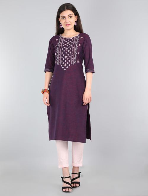 embroidered straight kurta - 17654815 - Very Small Image - 1