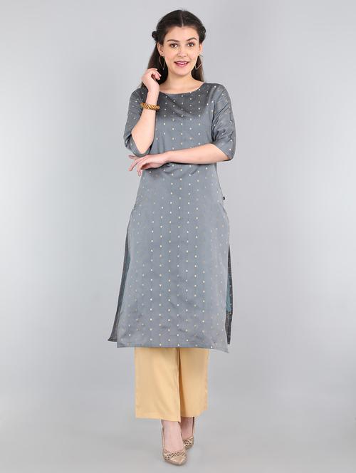 zari work straight kurta - 17654878 - Very Small Image - 1