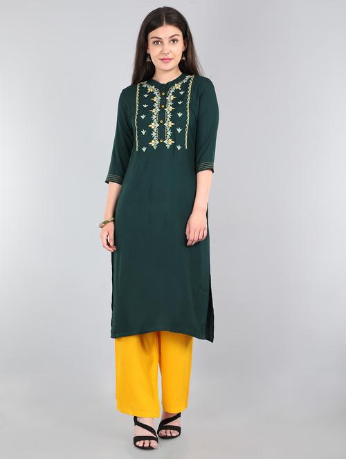 embroidered straight kurta - 17654891 - Very Small Image - 1