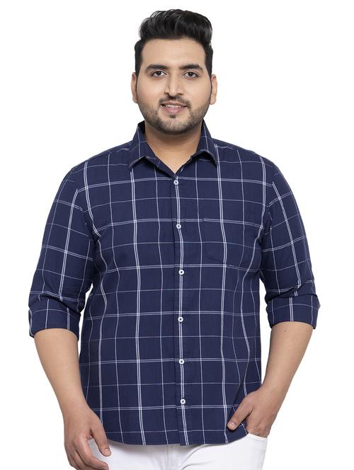 plus blue checkered casual shirt - 17655144 - Very Small Image - 1