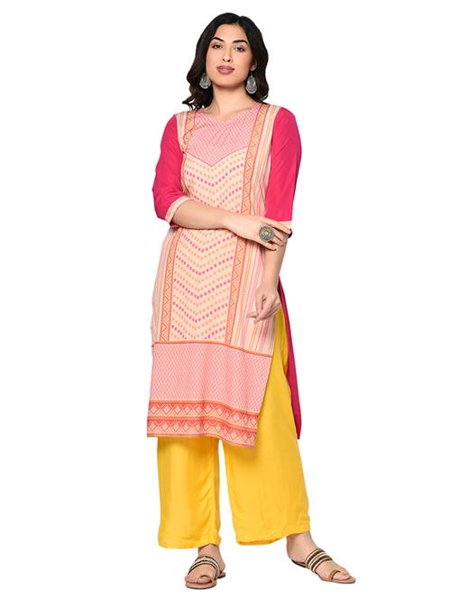 pink crepe straight kurta - 17655301 - Very Small Image - 1