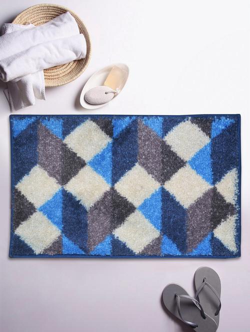 bianca soft-cotton bath mat with rubber back -1pc small (super dry) abstract-blue/grey - 17655377 - Very Small Image - 1