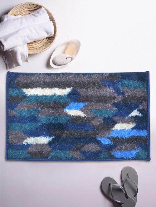 bianca soft-cotton bath mat with rubber back -1pc small (super dry) abstract-blue/grey - 17655379 - Very Small Image - 1
