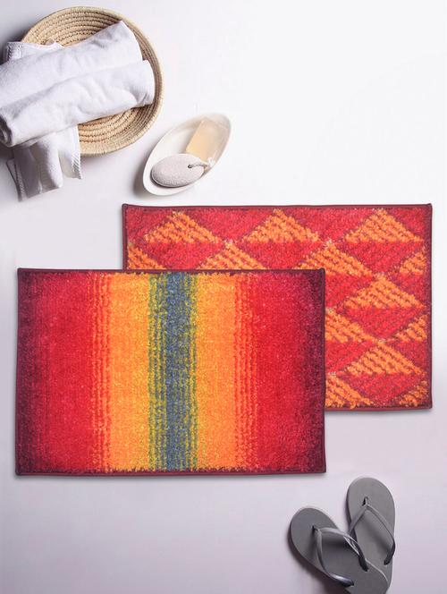 bianca soft-cotton bath mat with rubber back -2pc small (super dry) abstract-red/brown5 red/brown5 - 17655529 - Very Small Image - 1