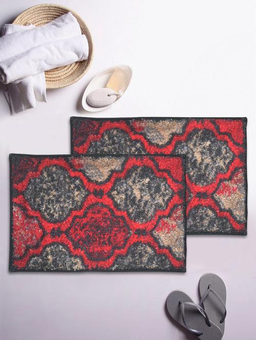 bianca soft-cotton bath mat with rubber back -2pc small (super dry) abstract-red/brown6 red/brown6 - 17655530 - Very Small Image - 1