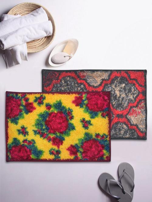 bianca soft-cotton bath mat with rubber back -2pc small (super dry) abstract-blue/green5 red/brown1 - 17655540 - Very Small Image - 1