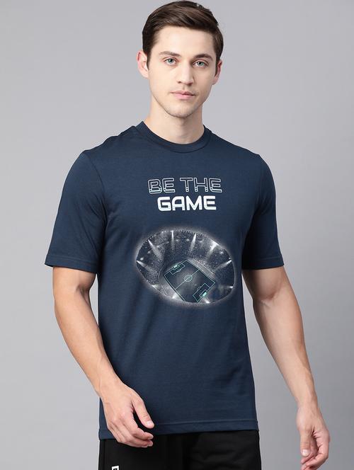 navy blue printed t-shirt - 17655676 - Very Small Image - 1