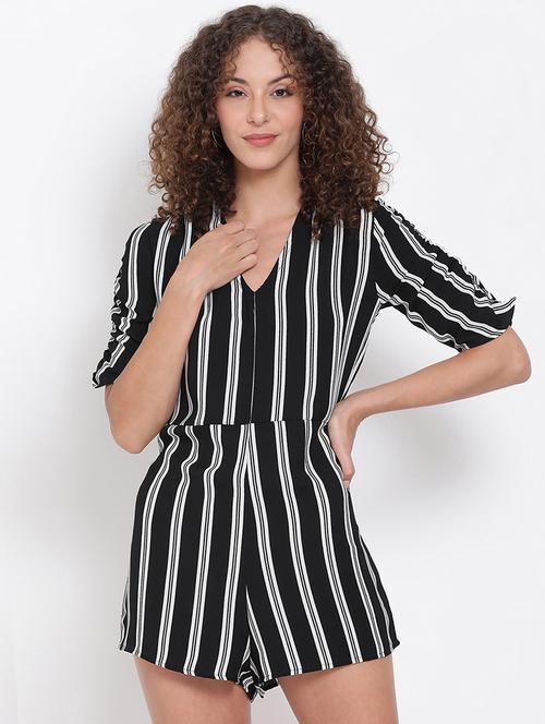v-neck striped romper - 17655708 - Very Small Image - 1
