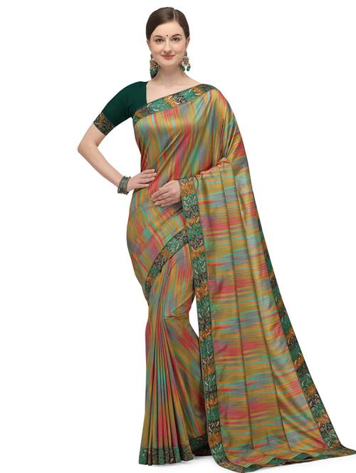ikat printed saree with blouse - 17656350 - Very Small Image - 1