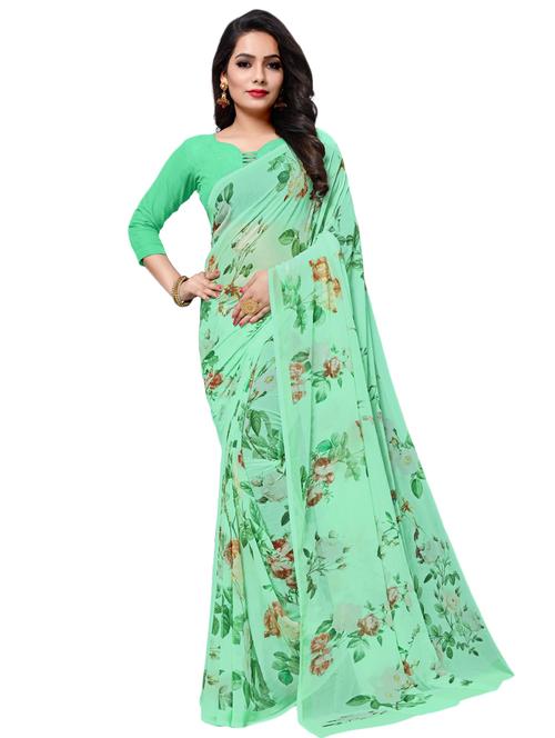 floral printed saree with blouse - 17656415 - Very Small Image - 1