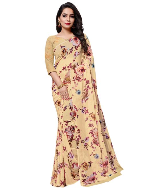 floral printed saree with blouse - 17656430 - Very Small Image - 1