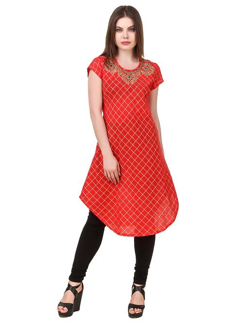 checkered a-line kurta - 17656451 - Very Small Image - 1
