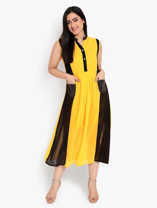 color block flared ethnic dress - 17656455 - Very Small Image - 1