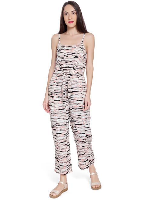 tie front printed jumpsuit - 17656827 - Very Small Image - 1
