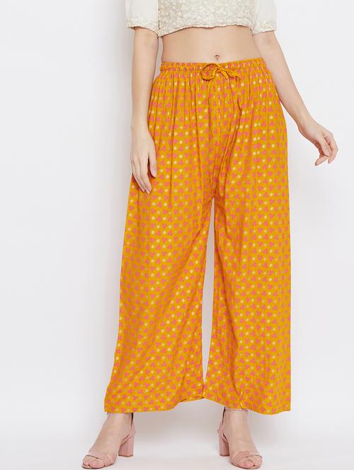 yellow rayon palazzos - 17656939 - Very Small Image - 1