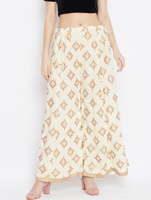 off white rayon flared palazzo - 17656988 - Very Small Image - 1