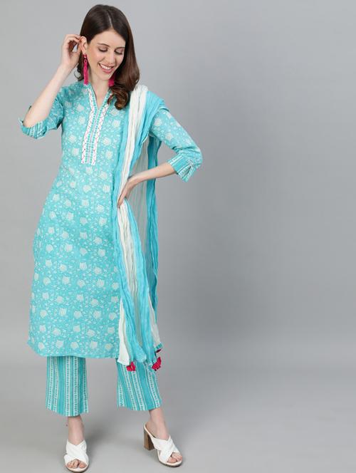 printed kurta palazzo set - 17657013 - Very Small Image - 1