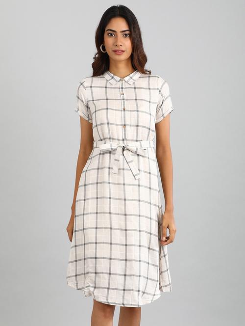checkered a-line dress - 17657640 - Very Small Image - 1