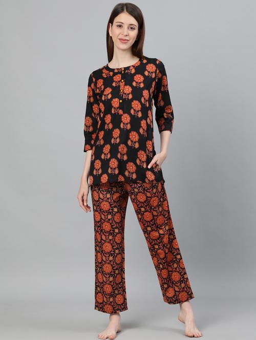 floral nightwear pajama set - 17658371 - Very Small Image - 1
