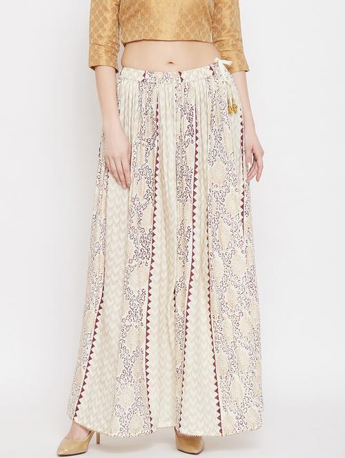 off-white rayon flared skirt - 17659213 - Very Small Image - 1