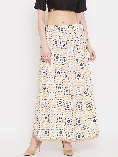 offwhite rayon flared skirt - 17659234 - Very Small Image - 1