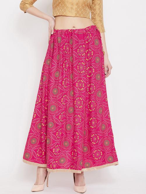 pink rayon flared skirt - 17659238 - Very Small Image - 1