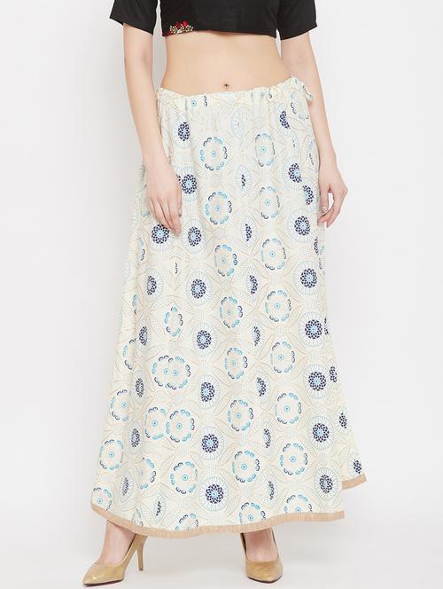 offwhite rayon flared skirt - 17659240 - Very Small Image - 1