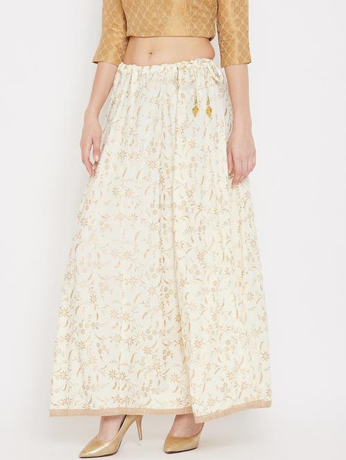 offwhite rayon flared skirt - 17659247 - Very Small Image - 1