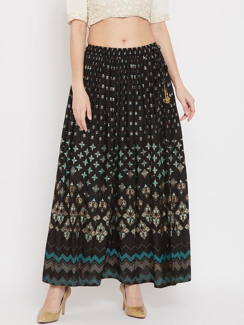 black rayon flared skirt - 17659255 - Very Small Image - 1