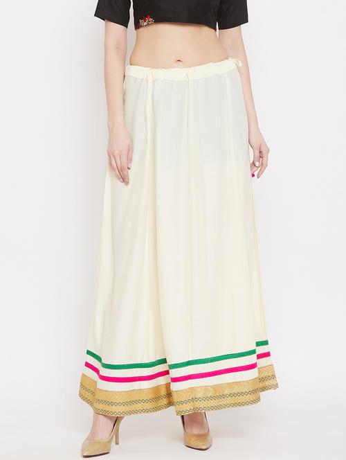 offwhite rayon flared skirt - 17659274 - Very Small Image - 1