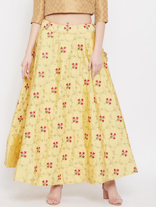 yellow silk blend aline skirt - 17659283 - Very Small Image - 1